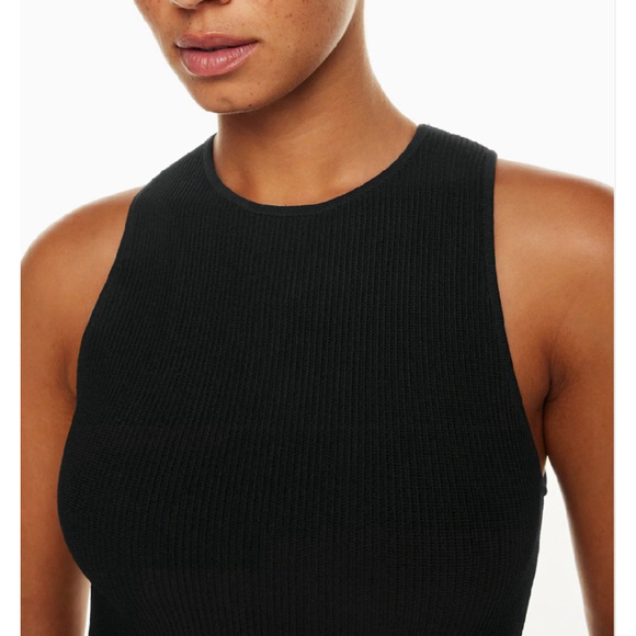 Babaton Sculpt Knit Racer Mini Dress Black Bodycon Compressive Large - Picture 4 of 10